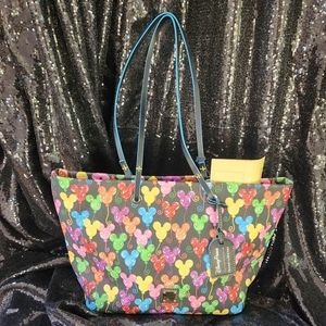 NEW Disney Parks DOONEY & BOURKE 10th Anniversary MICKEY BALLOONS Black Tote Bag